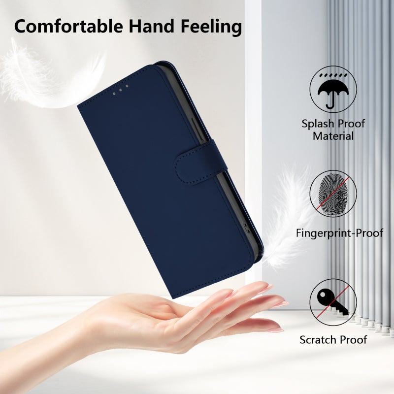 HuHa Protective Cover For ZTE Blade V40s Skin Feel Solid Color Leather Phone Case with Lanyard(Navy Blue) - Image 5
