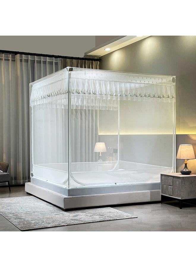 Bluejw Summer New Bedroom Household Encrypted Anti-fall Mosquito Net With Bracket Integrated Full Bottom Zipper Square Bed - Image 1