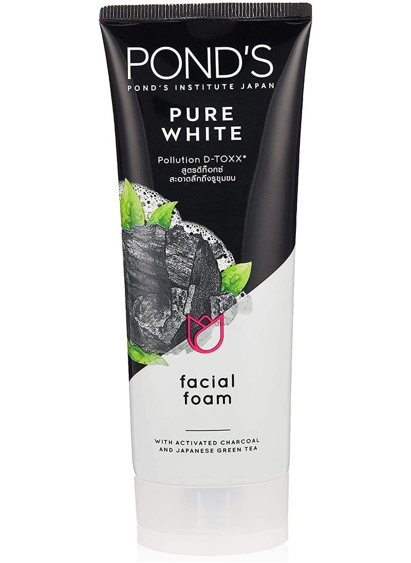 Pond's Pond's Pure White Foaming Facial Cleanser Formula With Activated Charcoal Deep Cleansing And Brightening 100ml  - Image 1