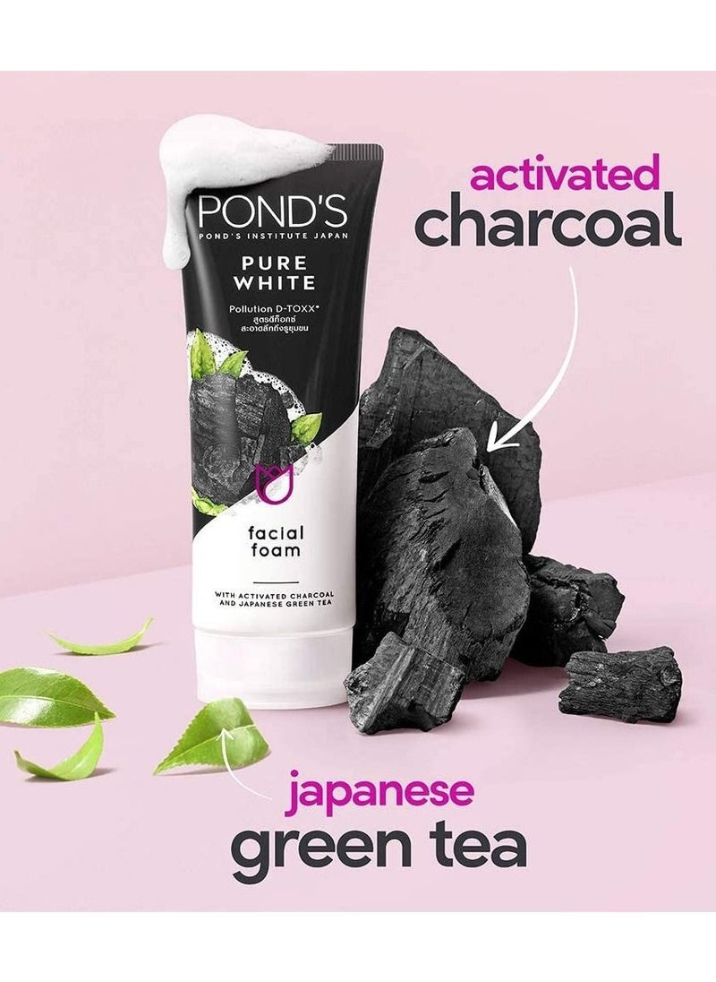 Pond's Pond's Pure White Foaming Facial Cleanser Formula With Activated Charcoal Deep Cleansing And Brightening 100ml  - Image 2