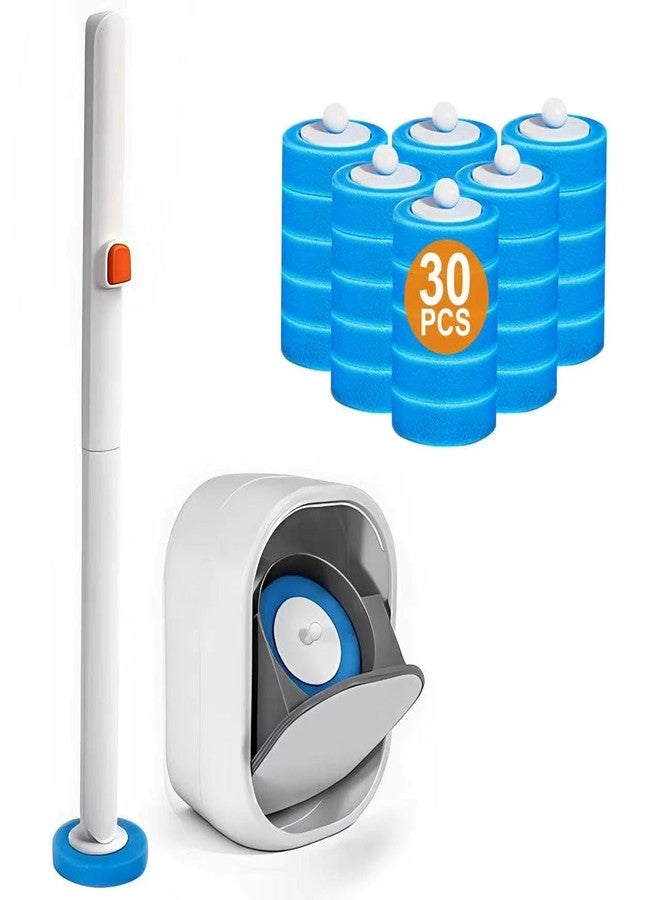 Grepol-V Disposable Toilet Brush with 30 Refills - Toilet Cleaning Supplies,Toilet Wand Kit with 30 High-Performance Refills,Wall Mounted Toilet Brush Holder Set for Deep Cleaning,Hygienic Bathroom Maintenance - Image 1