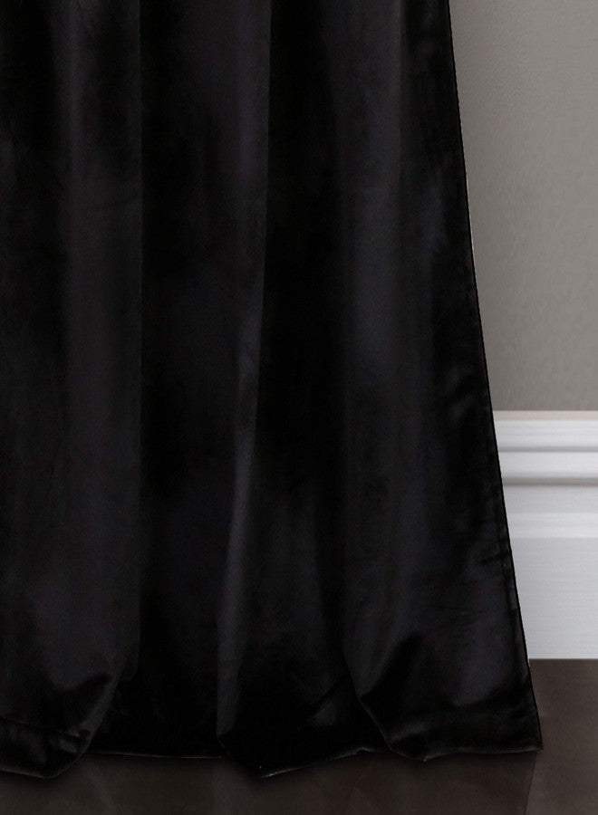 Lush Decor Prima Velvet Curtains Color Block Light Filtering Window Panel Set for Living, Dining, Bedroom (Pair), 38" W x 84" L, White & Black - Image 5