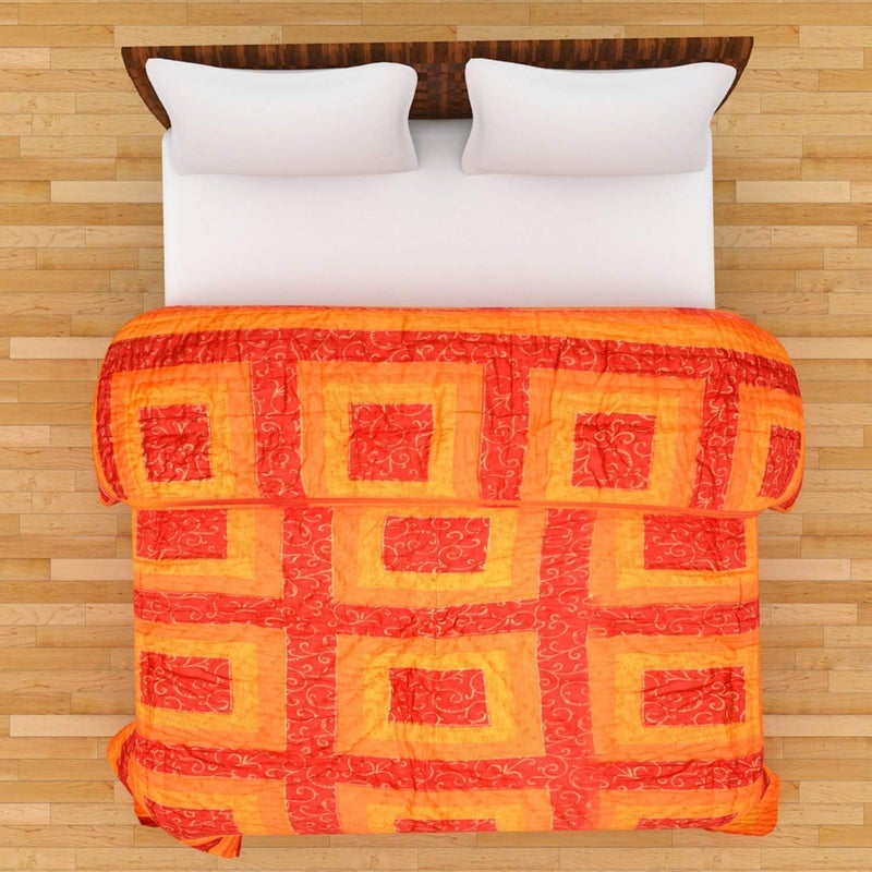 SVT Traditional Famous Rajasthani Print Jaipuri Beautiful Floral Print in Multi orenge Jaipuri RajaiRazaiQuilt SingleSingle Bed QuiltComforterAC QuiltAC Comforter - Image 3