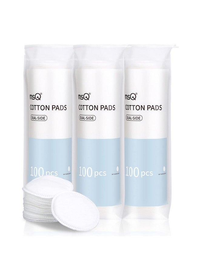 MSQ Cotton Rounds (300 Count), Makeup Remover Pads,100% Pure Cotton, Facial Cleansing Round Cotton Pads, Lint-Free - Image 1