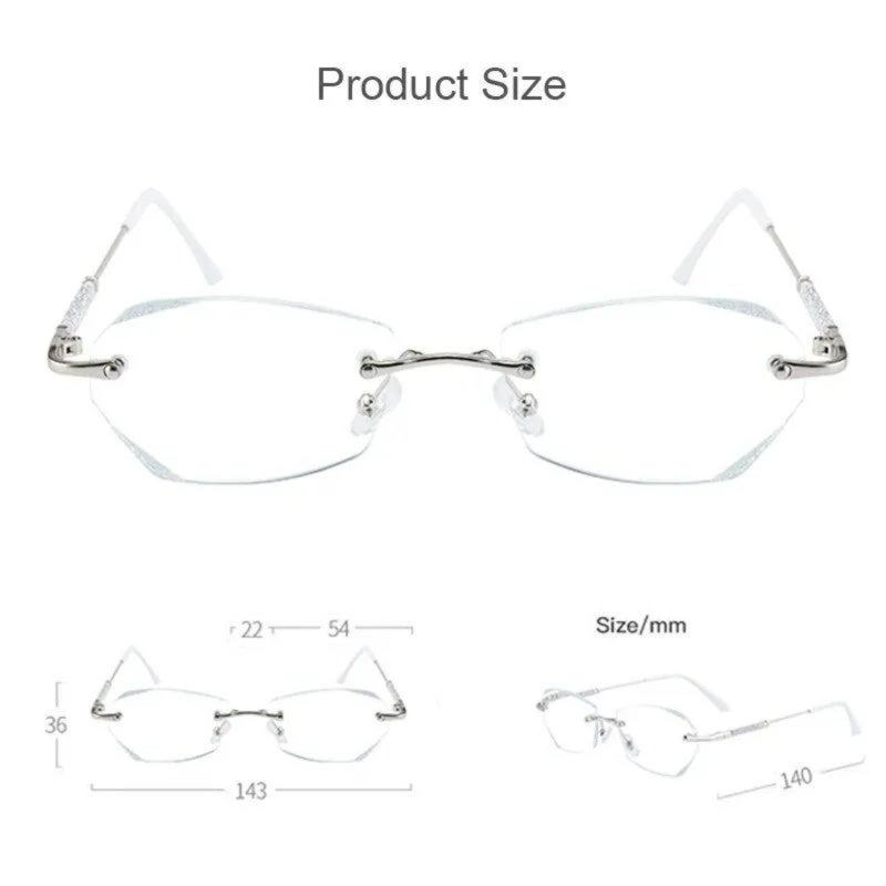 Frameless Reading Glasses +4.00 Lightweight Hexagonal Metal Frame - Clear Glass Lenses Elegant Gold for Professional Settings - Image 5