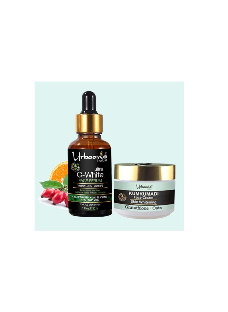 Urbaano herbal - Urbaano Herbal Skin Whitening Face Cream and 20% Vitamin C Face Serum with Niacinamide Hyaluronic Acid - Image 1