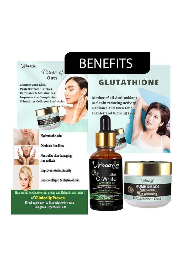 Urbaano herbal - Urbaano Herbal Skin Whitening Face Cream and 20% Vitamin C Face Serum with Niacinamide Hyaluronic Acid - Image 1