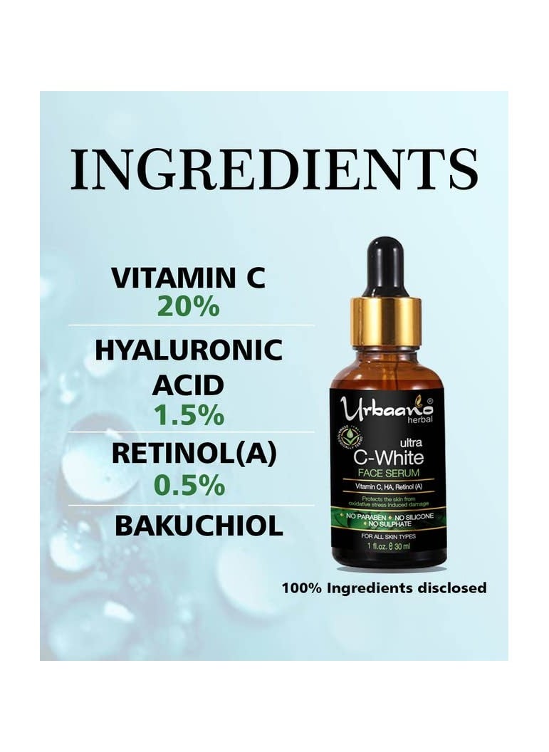 Urbaano herbal - Urbaano Herbal Skin Whitening Face Cream and 20% Vitamin C Face Serum with Niacinamide Hyaluronic Acid - Image 1