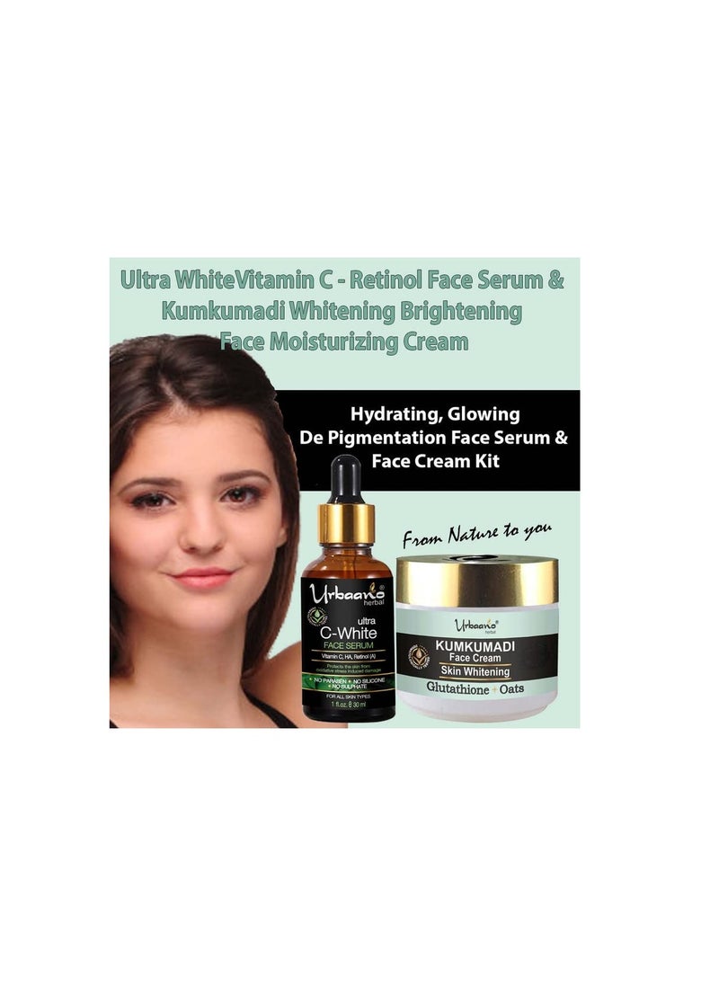 Urbaano herbal - Urbaano Herbal Skin Whitening Face Cream and 20% Vitamin C Face Serum with Niacinamide Hyaluronic Acid - Image 1