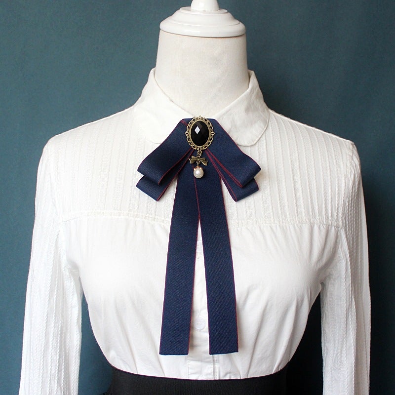 Solid Casual Ribbon Bow Tie Unisex Shirt Accessory 10-Red Edge Blue