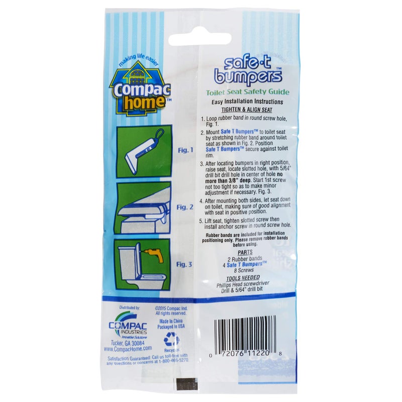 COMPAC HOME Stabilizers T Bumpers, Lock Place, Keeps Children, Elderly, Disabled Safe from Slipping Off Shaking, Moving or Wobbly Toilet Seat (1 Set), White, 1 Count (Pack of 1) - Image 2