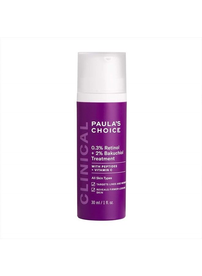 PAULA'S CHOICE - CLINICAL 0.3% Retinol + 2% Bakuchiol Treatment, Anti-Aging Serum for Deep Wrinkles & Fine Lines, Fragrance-Free & Paraben-Free, 1 Ounce - Image 1
