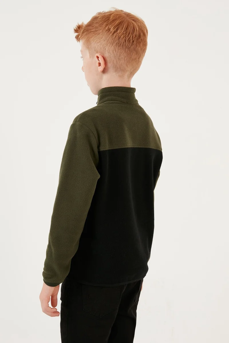 ليلا Soft Textured Half Zipper Color Block Stand Collar Fleece Unisex Children's Fleece 5905004