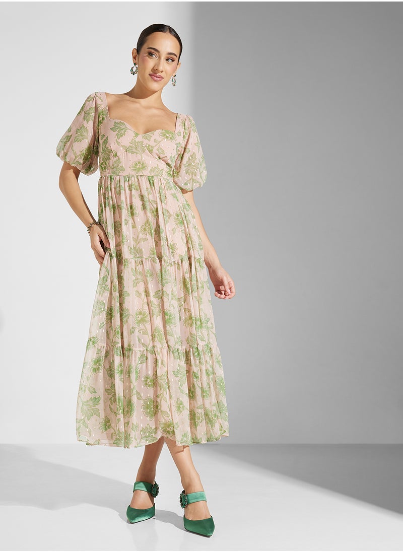 Anaya With Love Puff Sleeve Shirred Back Midaxi Dress  - Image 4