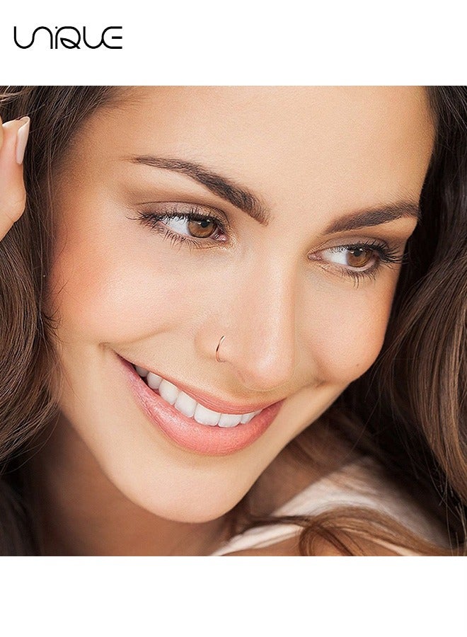 يونيك 6 قطع حلقات أنف مزيفة غير مثقوبة، حلقات أنف من الفولاذ المقاوم للصدأ لمجوهرات الجسم، هدايا للنساء والفتيات والمراهقين والرجال - Image 5