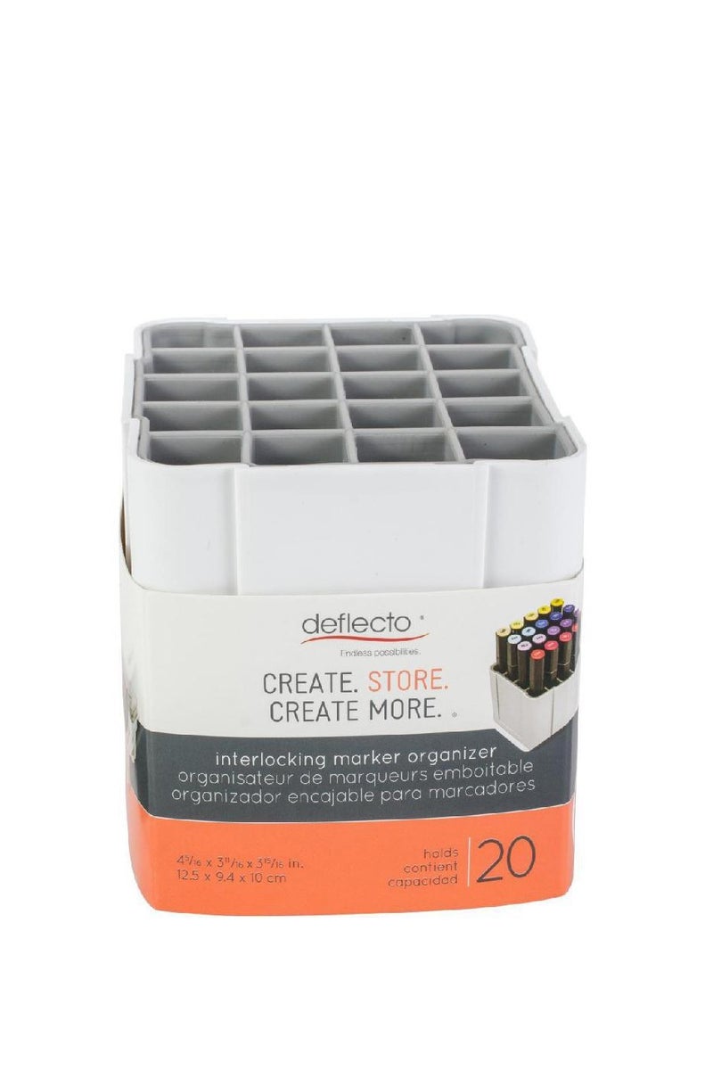 Deflecto Pen Holder 20 Pen Holes ABS Plastic/Silicon White - Image 1