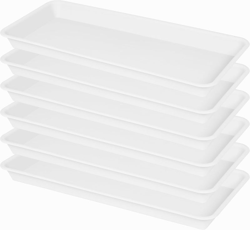 VUWEZ 6 Pack Plastic Plant Tray Saucer, Rectangular, Indoors Outdoor, Water Drip Tray for Flower Pot, Windowsill (6.5 x 13 Inch, Cream White) - Image 1