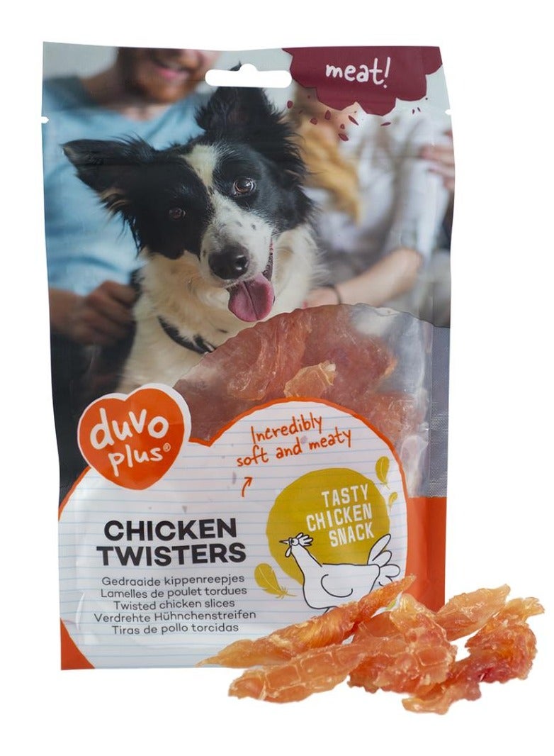duvo Plus Chicken Twisters Tasty Incredible Soft And Meaty Training Treats For Dogs 80g - Image 1