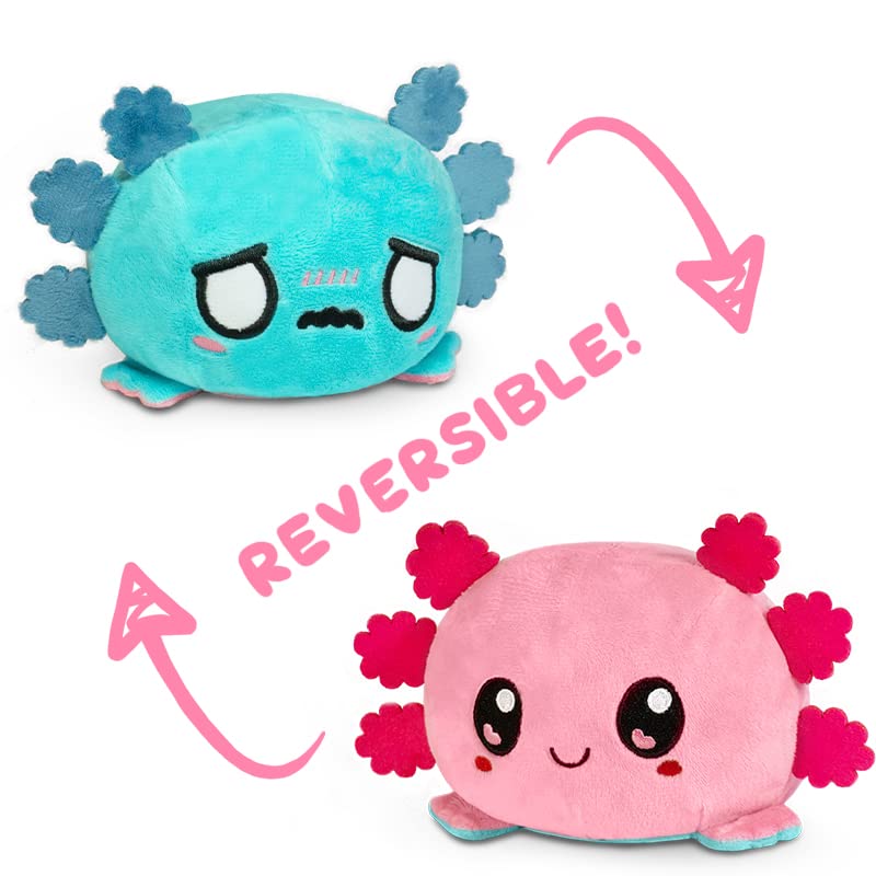 TeeTurtle - The Original Reversible Axolotl Plushie - Pink + Blue - Cute Sensory Fidget Stuffed Animals That Show Your Mood - Image 3