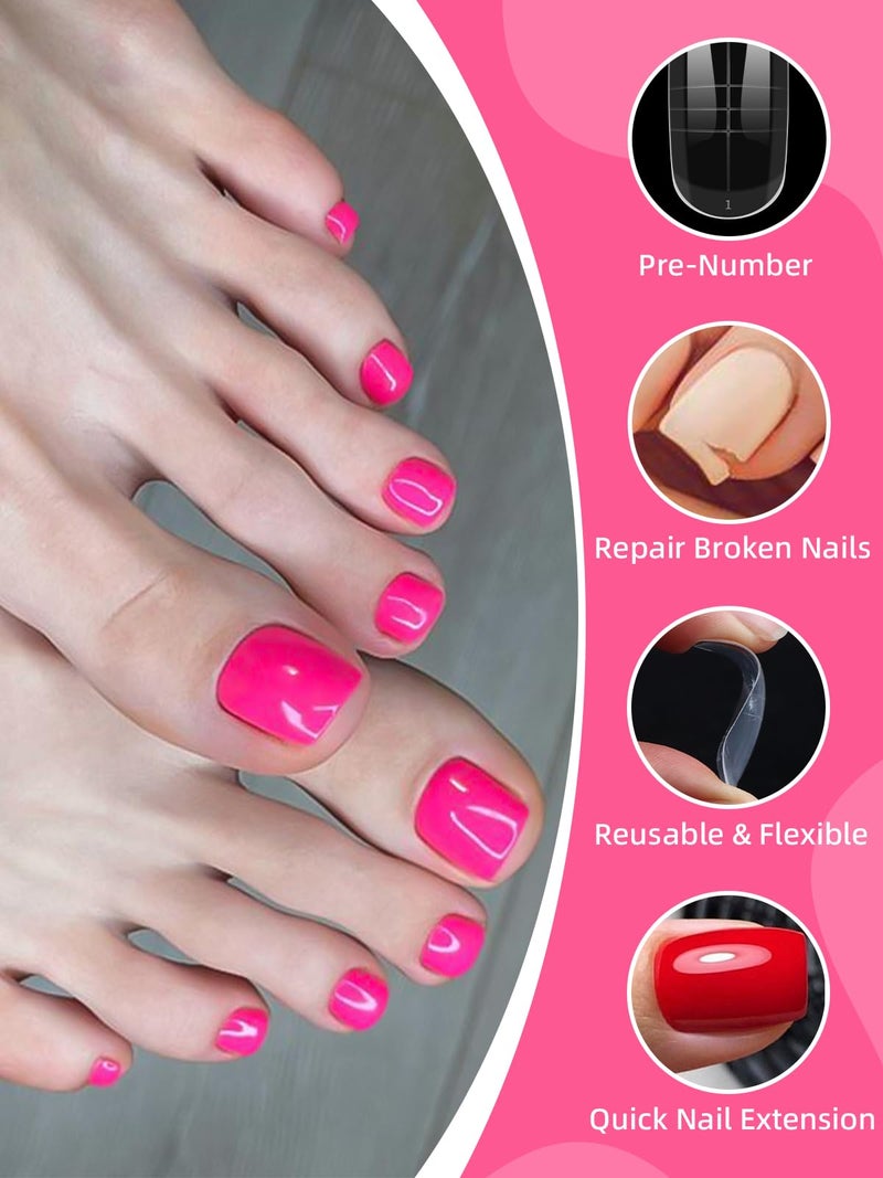 TOROKOM 300 Pcs Toe Nail Forms for Poly Extension Gel, Toenail Dual Forms Reusable Full Cover Molds for Poly Gel French Tip Acrylic Toenails Pedicure for Salon & DIY at Home 15 Sizes - Image 5