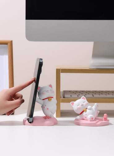 Amamcy Cute Cat Phone Holder Desk Ornament Kawaii Phone Stand Universal Desk Phone Stand for All Mobile Smartphones Tablets - Image 3