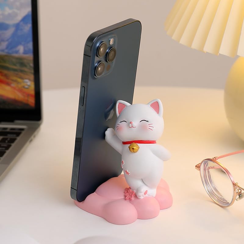 Amamcy Cute Cat Phone Holder Desk Ornament Kawaii Phone Stand Universal Desk Phone Stand for All Mobile Smartphones Tablets - Image 2