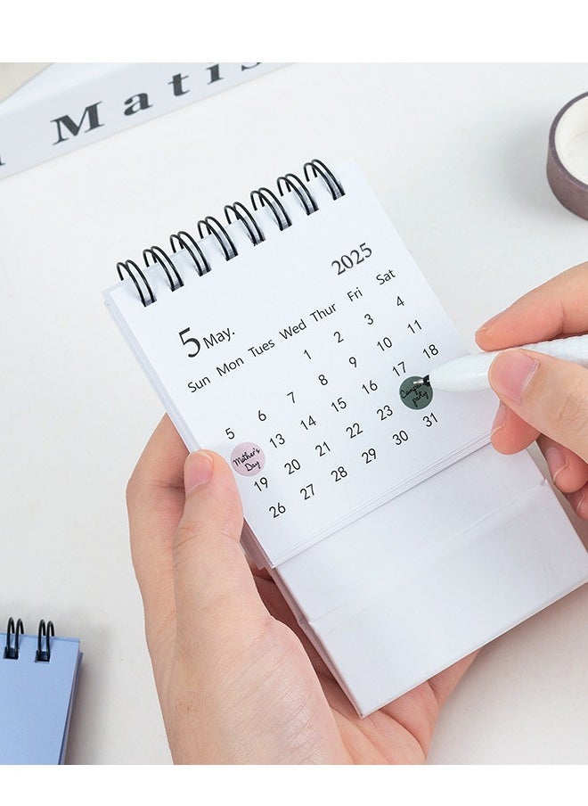 GMORO - Mini Desktop Calendar, 2024-2025 - Juli 2024 to Dec 2025 Small Desktop Calendar Standing Flip Calendars Thick Paper Twin-Wire Binding with Stickers for Home Office School - Image 1