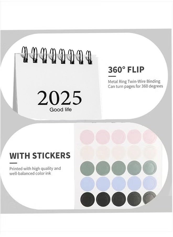 GMORO - Mini Desktop Calendar, 2024-2025 - Juli 2024 to Dec 2025 Small Desktop Calendar Standing Flip Calendars Thick Paper Twin-Wire Binding with Stickers for Home Office School - Image 1