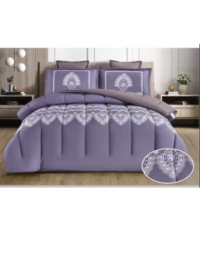 Moon Luxury 4 Piece Comforter Set Single (220x170cm) - Fits 120x200cm Bed - Made of Soft Microfiber - Double Comforter with Fitted Sheet (120x200+35cm) and Pillowcases and Decorative Pillow Covers - Stylish and High Quality Bedding for Bedroom  - Image 1