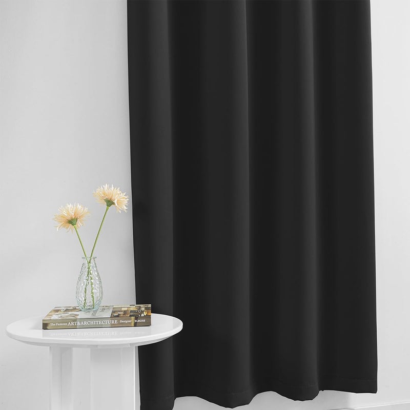 Muamar Blackout Curtains Privacy Curtains 84 Inch Length Window Curtains Easy Install Thermal Insulated Window Shades  Stick Curtains No Rods 2 Panels Black 42"" W X 84"" L - Image 4