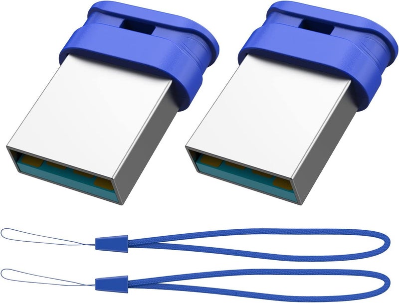 K&ZZ 64 GB USB 3.0 Flash Drives with Lanyard 2 Pack 64GB Flash Drive Super High Speed Mini Thumb Drives Waterproof 64GB Memory Stick Jump Drive for Data Storage, Blue - Image 1