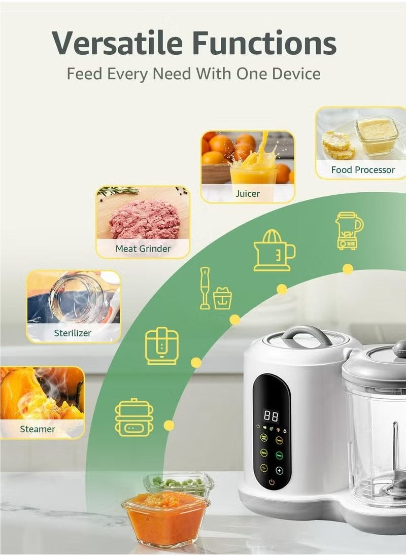 TIANER - 8-in-1 Baby Food Processor Baby Food Steamer Blender with Self Cleans Touch Screen Control Lcd Display for Infants All-in-One Toddlers Puree Meal Mills Machine, Auto Cooking & Stirring, Bpa Free - Image 1