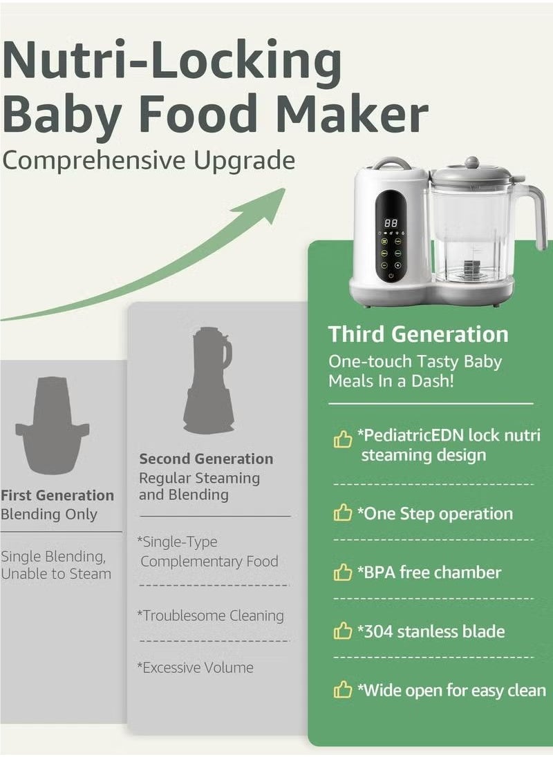 TIANER - 8-in-1 Baby Food Processor Baby Food Steamer Blender with Self Cleans Touch Screen Control Lcd Display for Infants All-in-One Toddlers Puree Meal Mills Machine, Auto Cooking & Stirring, Bpa Free - Image 1