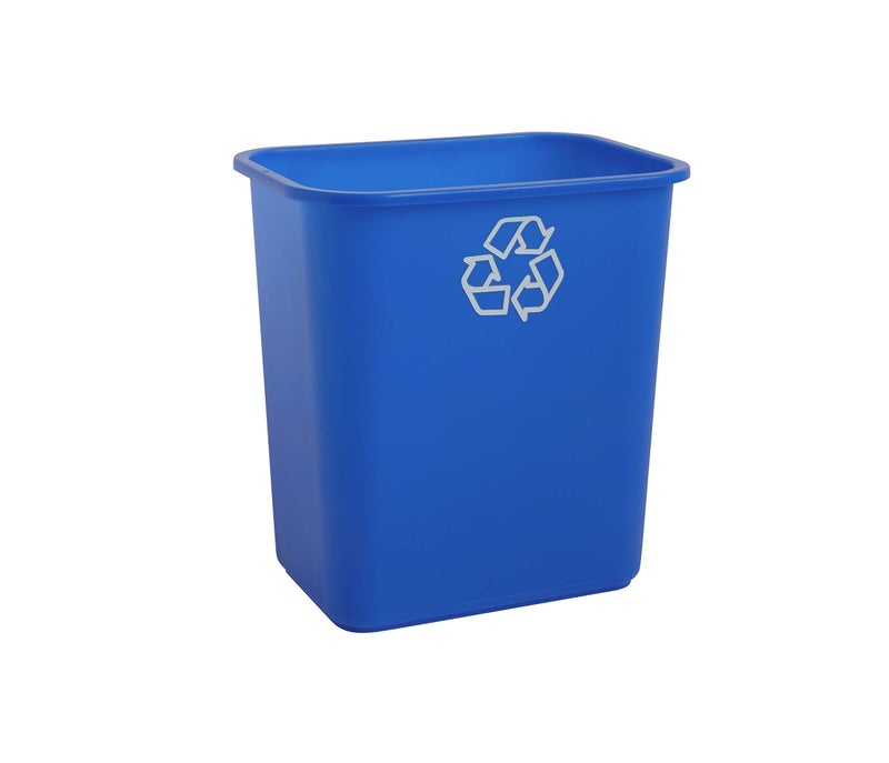 United Solutions 7 Gallon/28 Quart Efficient Recycle Wastebasket | Fits Under Desk | Small, Narrow Spaces in Commercial, Kitchen, Home Office, Dorm | Easy to Clean, 1 Pack, Blue, Model Number: WB0084 - Image 1