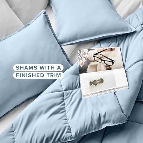 Bare Home Comforter Set - Oversized King Size - Ultra-Soft - Goose Down Alternative - Premium 1800 Series - All Season Warmth (Oversized King, Dusty Blue) - Image 4