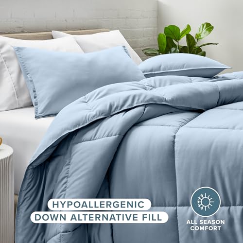 Bare Home Comforter Set - Oversized King Size - Ultra-Soft - Goose Down Alternative - Premium 1800 Series - All Season Warmth (Oversized King, Dusty Blue) - Image 2