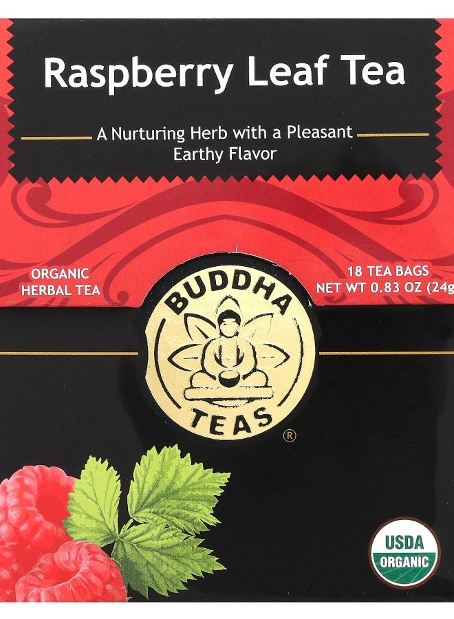 BUDDHA TEAS Organic Herbal Tea Raspberry Leaf Caffeine Free  18 Tea Bags 0.83 oz (24 g)