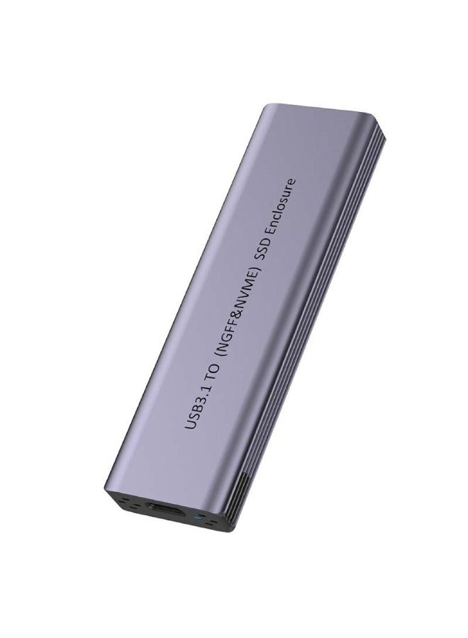 Haing Aluminum M.2 Dual-Protocol SSD Enclosure, USB 3.1 Type-C to NVMe & NGFF SATA, 10Gbps High-Speed External Case - Image 2