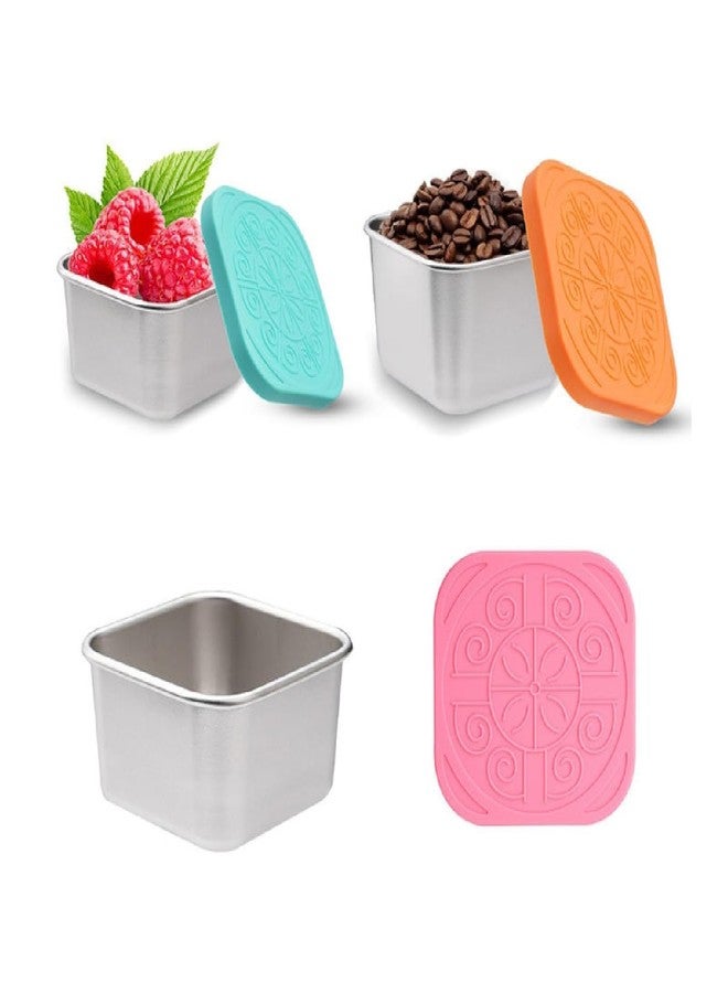BYKOINE 304 Stainless Steel Small Food Storage Container with Silicone Lid (180ml) | Leakproof, Portable, Stackable Sauce & Snack Box | Reusable, Dishwasher Safe, Airtight Lunch Box (3) - Image 1