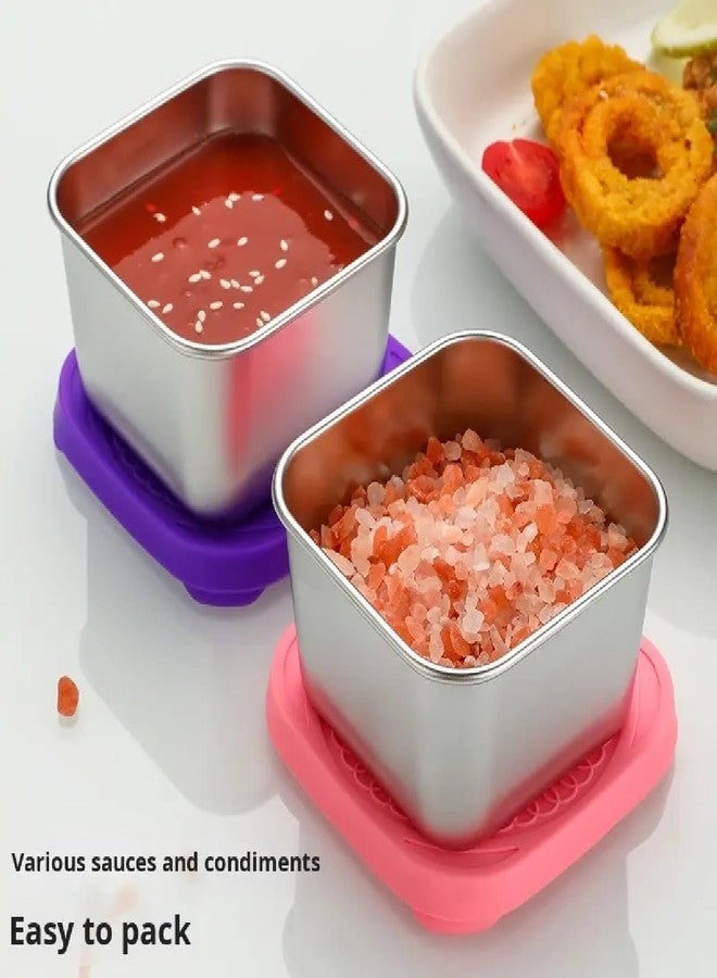 BYKOINE 304 Stainless Steel Small Food Storage Container with Silicone Lid (180ml) | Leakproof, Portable, Stackable Sauce & Snack Box | Reusable, Dishwasher Safe, Airtight Lunch Box (3) - Image 5