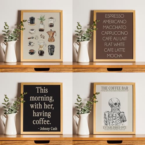 JXREQ Vintage Coffee Bar Posters Wall Art Prints Set of 4, Modern Retro Gothic Skeleton Drink Coffee Aesthetic Wall Decor for Cafe Bar Station Shop Kitchen, 8x10 Inch Unframed - Image 4