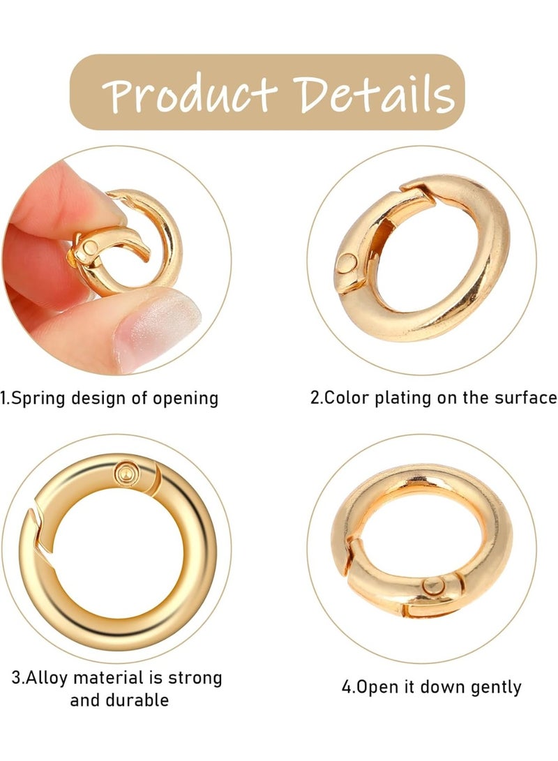 سونسر 16 قطعة من حلقات الربيع الدائرية 1/2 بوصة حلقات مفاتيح مستديرة سريعة التحرير حلقات مفاتيح للصناعات اليدوية حلقات مفاتيح صغيرة للمحفظة وحزام الحقيبة ومفاتيح المجوهرات (ذهبية) - Image 3