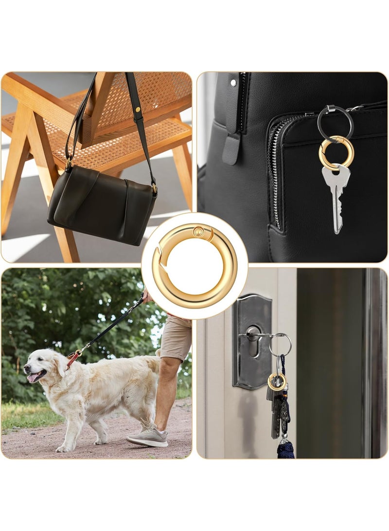 سونسر 16 قطعة من حلقات الربيع الدائرية 1/2 بوصة حلقات مفاتيح مستديرة سريعة التحرير حلقات مفاتيح للصناعات اليدوية حلقات مفاتيح صغيرة للمحفظة وحزام الحقيبة ومفاتيح المجوهرات (ذهبية) - Image 4