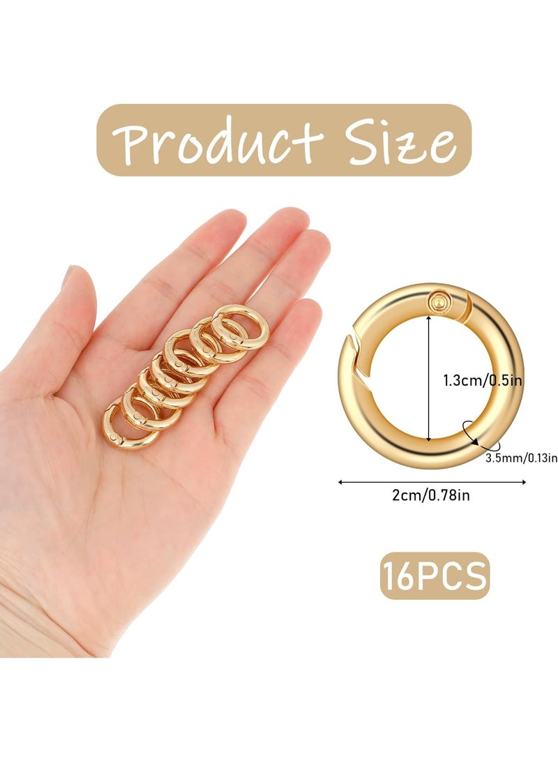سونسر 16 قطعة من حلقات الربيع الدائرية 1/2 بوصة حلقات مفاتيح مستديرة سريعة التحرير حلقات مفاتيح للصناعات اليدوية حلقات مفاتيح صغيرة للمحفظة وحزام الحقيبة ومفاتيح المجوهرات (ذهبية) - Image 2