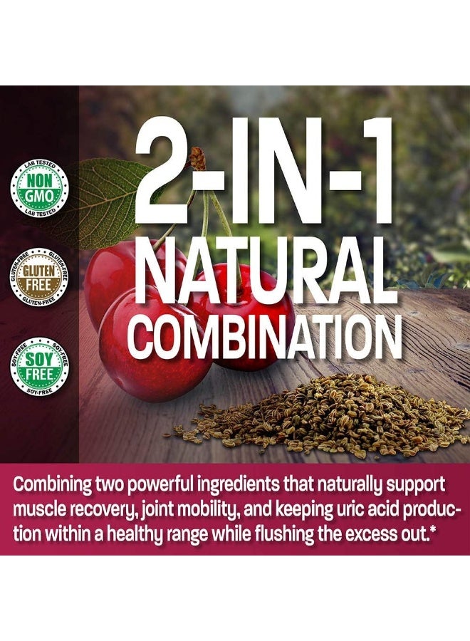 برونسون مستخلص الكرز الحامض + كبسولات بذور الكرفس - تنظيف قوي لحمض البوليك، ودعم حركة المفاصل ومكمل لتعافي العضلات - تركيبة غير معدلة وراثيًا - 60 كبسولة نباتية - Image 4