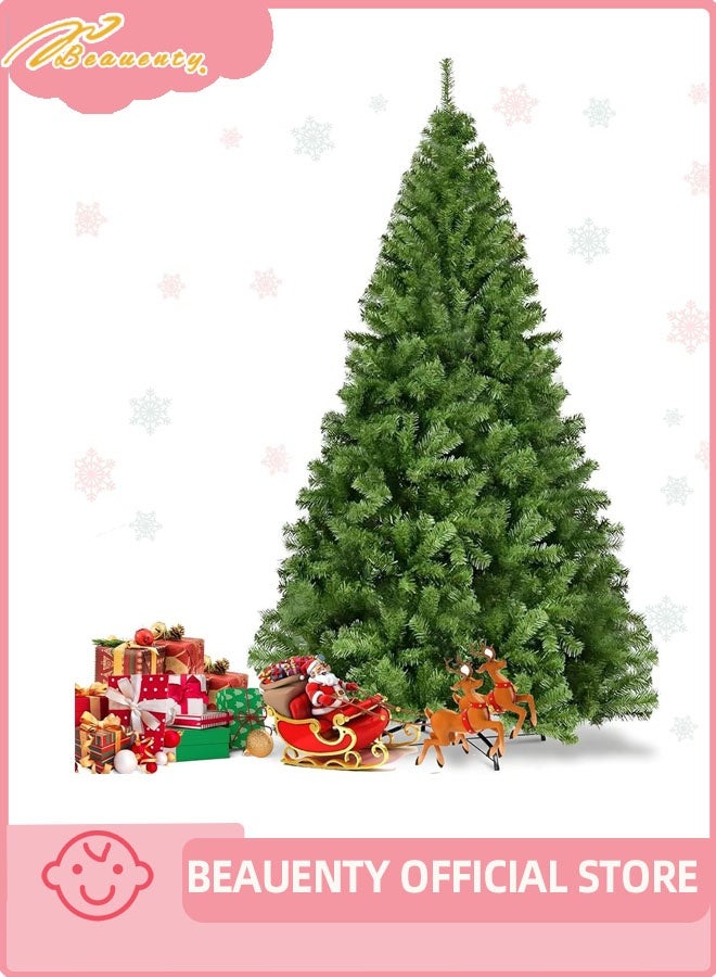 Beauenty Christmas Tree 8FT, Real Pine Needles Artificial Christmas Trees with 1600 Full Branches Tips,Xmas Tree for Home and Office Indoor & Outdoor Decoration,Easy Assembly Metal Stand - Image 1