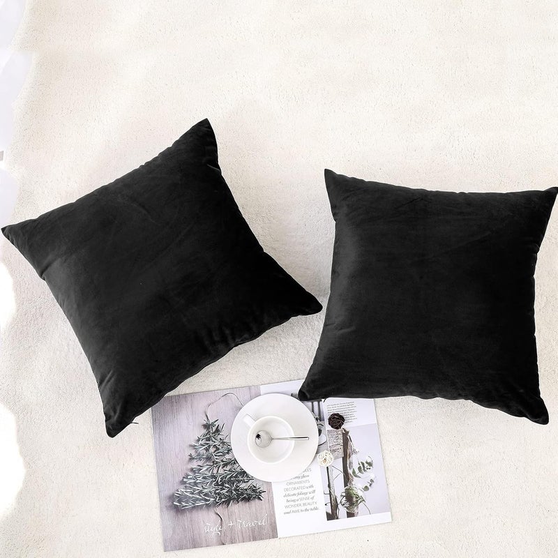 NiNi ALL Decorative Throw Pillow Covers Pack of 2 Velvet Throw Pillow Cases for Couch Sofa Bed Car Office Pillows Cover Bedroom Living Room Outdoor Black Pillow Covers 30x30 Inch - Image 2