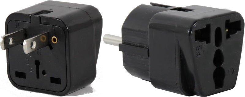 Plug-in-Solutions Peru Travel Adapter Plug for USA/Universal to South America Type A & E (C/F) AC Power Plugs Pack of 2 - Image 1