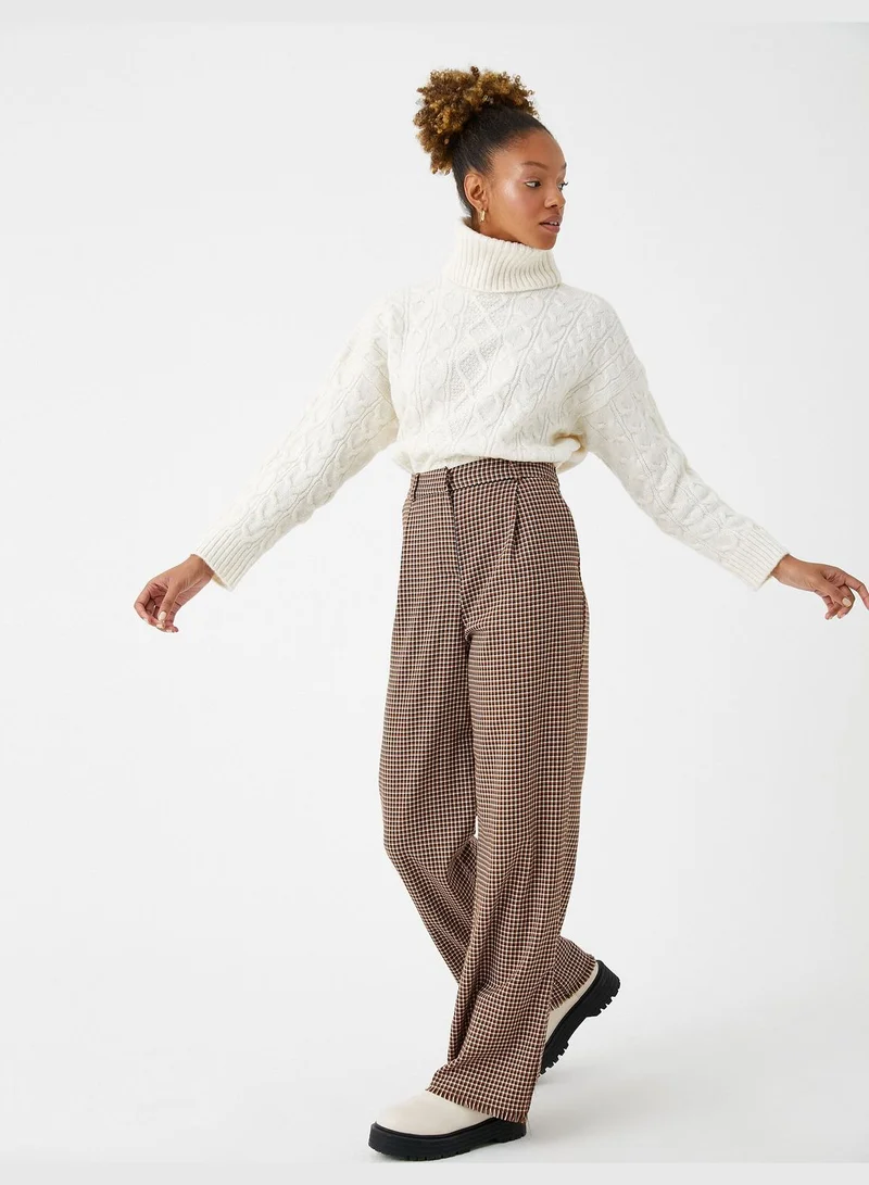 KOTON Half Turtleneck Sweater Knitted Patterned