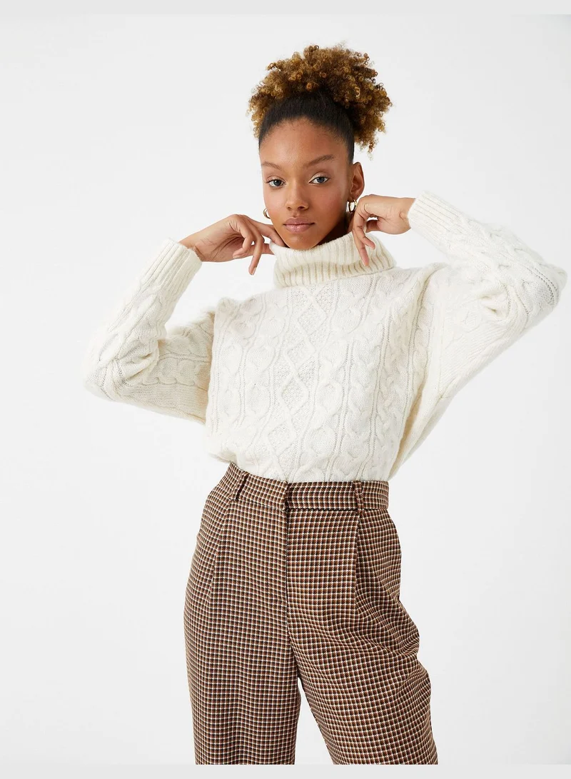 KOTON Half Turtleneck Sweater Knitted Patterned